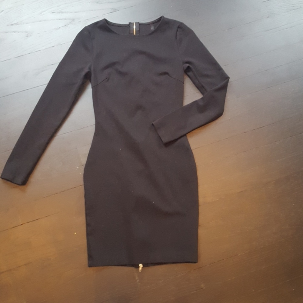 Black long sleeve zip up dress